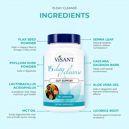 15 Day Gut Cleanse Capsules – Digestive Detox, Bloating Relief & Colon Support