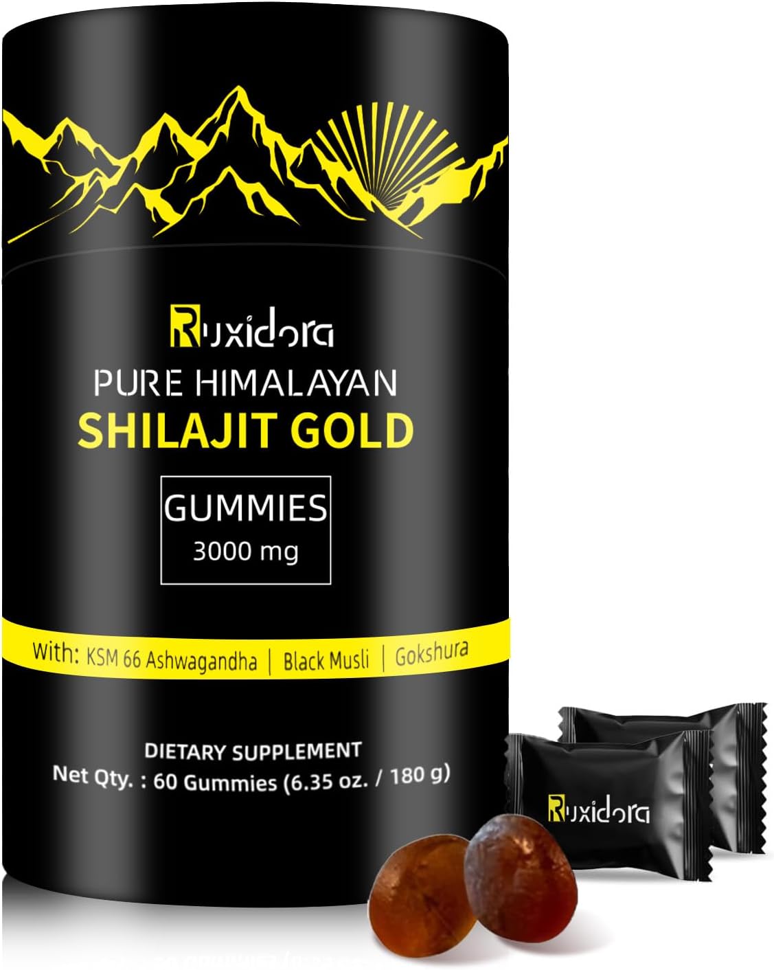 Pure Shilajit Gummies Gold | Ashwagandha, Fulvic Acid & 85+ Trace Minerals