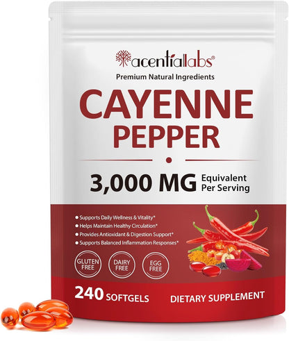 Cayenne Pepper Softgels 3000mg | Herbal Blend with Turmeric & Ginseng