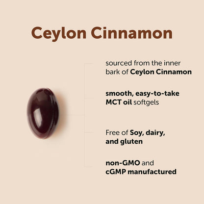 Ceylon Cinnamon Softgels 300ct | with MCT Oil | Blood Sugar Support