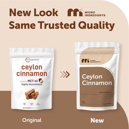 Ceylon Cinnamon Softgels 300ct | with MCT Oil | Blood Sugar Support