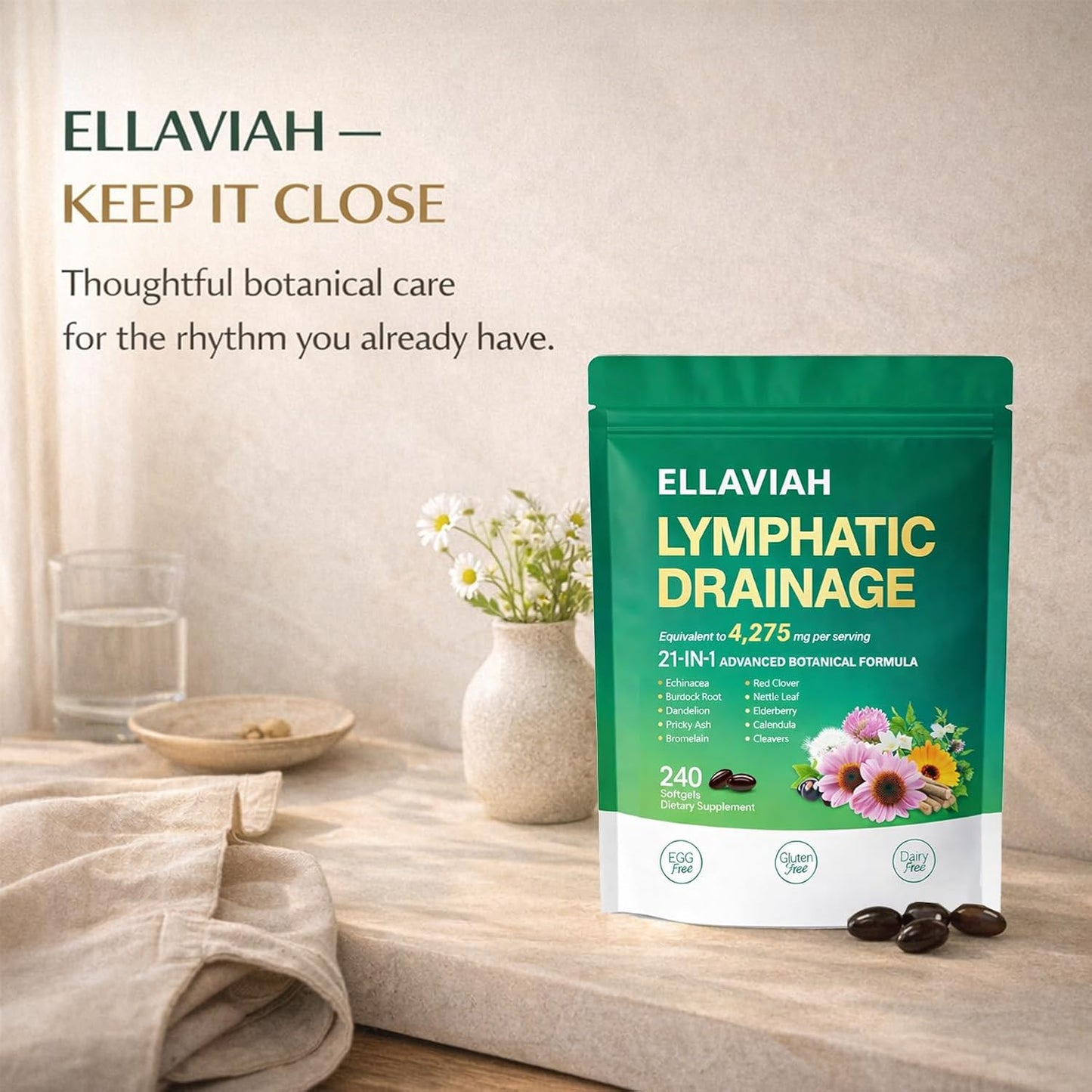 Lymphatic Drainage Softgels | 21-in-1 Botanical Herbal Blend