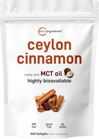 Ceylon Cinnamon Softgels 300ct | with MCT Oil | Blood Sugar Support