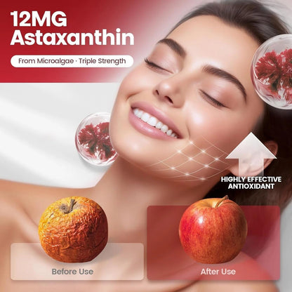 Astaxanthin 12mg Softgels | Microalgae-Derived Antioxidant | 120-Day Supply