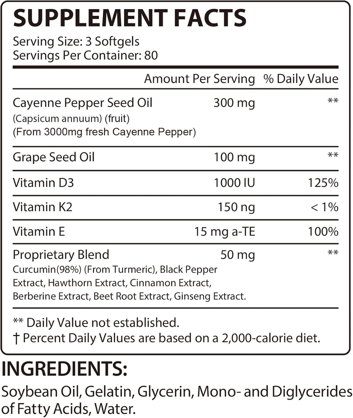 Cayenne Pepper Softgels 3000mg | Herbal Blend with Turmeric & Ginseng
