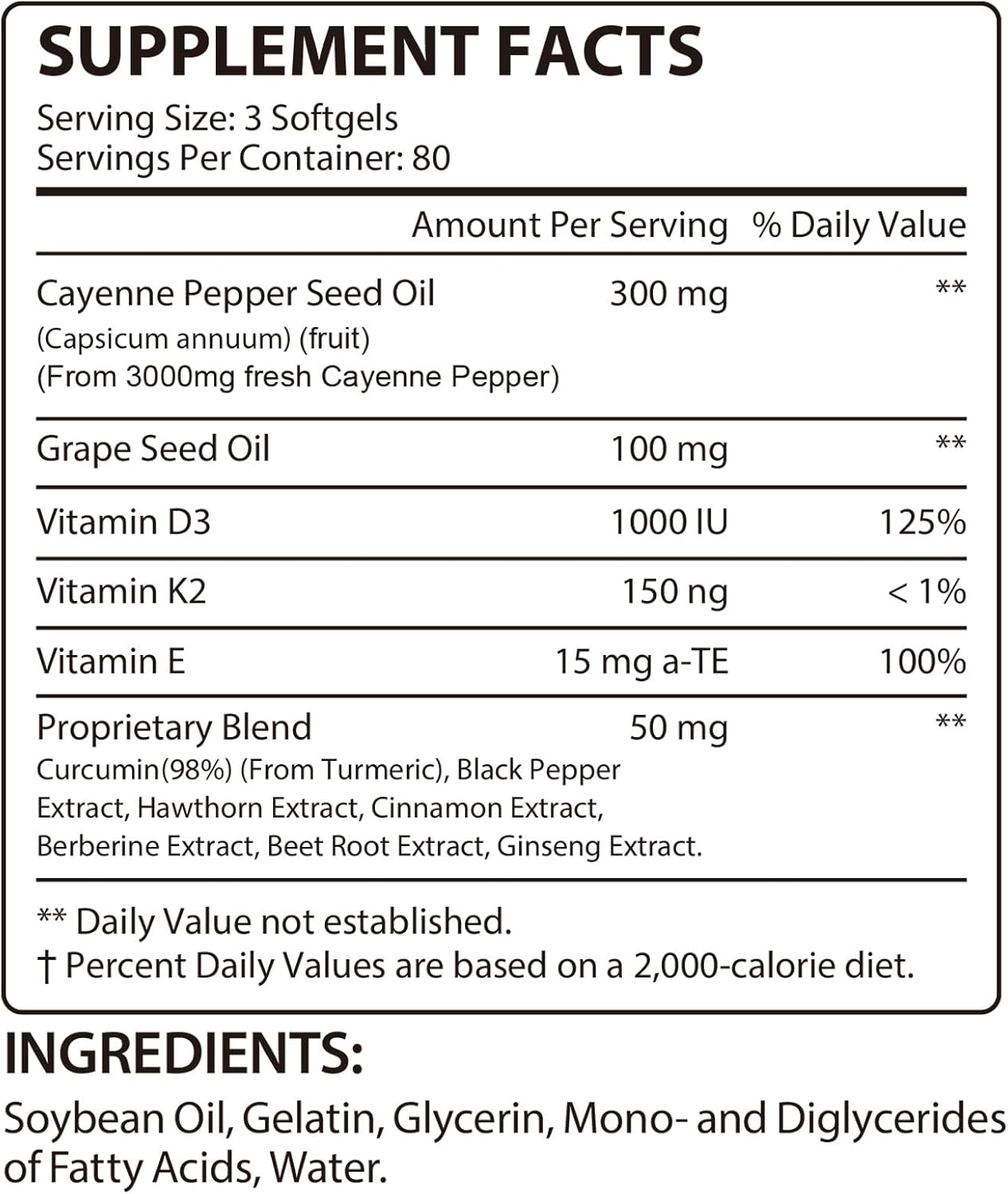 Cayenne Pepper Softgels 3000mg | Herbal Blend with Turmeric & Ginseng
