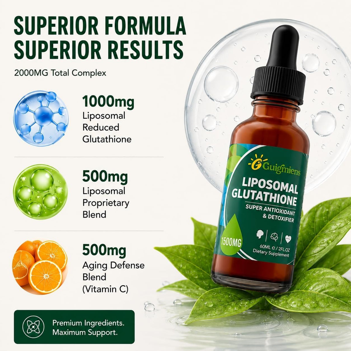 Liposomal Glutathione 1500mg - Superior Absorption Liquid Antioxidant