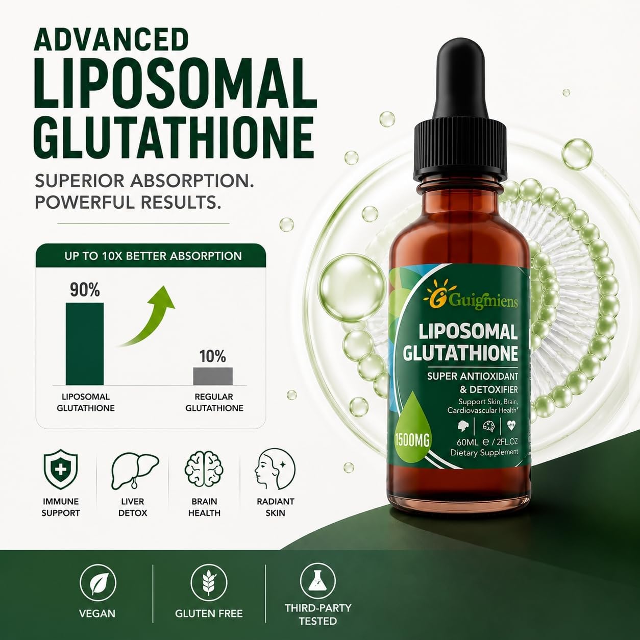 Liposomal Glutathione 1500mg - Superior Absorption Liquid Antioxidant