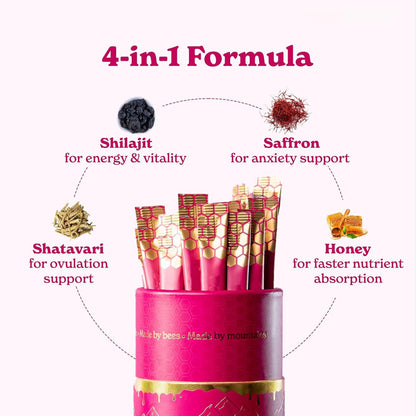 Shilajit Saffron Honey Sticks for Women – Energy, Hormone Balance & Vitality 30 Sticks