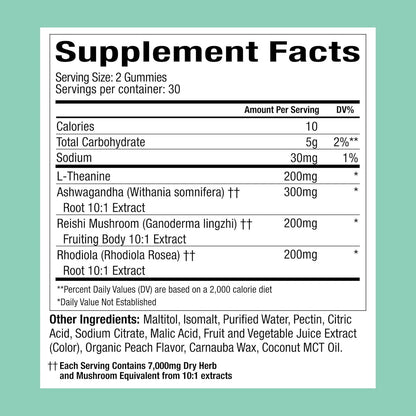 Mushroom Ashwagandha Stress Relief Gummies – Calm, Mood & Anxiety Support 60 Count