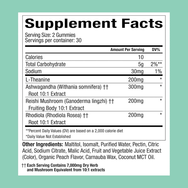 Mushroom Ashwagandha Stress Relief Gummies – Calm, Mood & Anxiety Support 60 Count