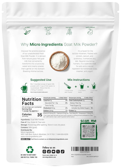 Grass-Fed Goat Milk Powder | Pure Australian Source | 1 Lb