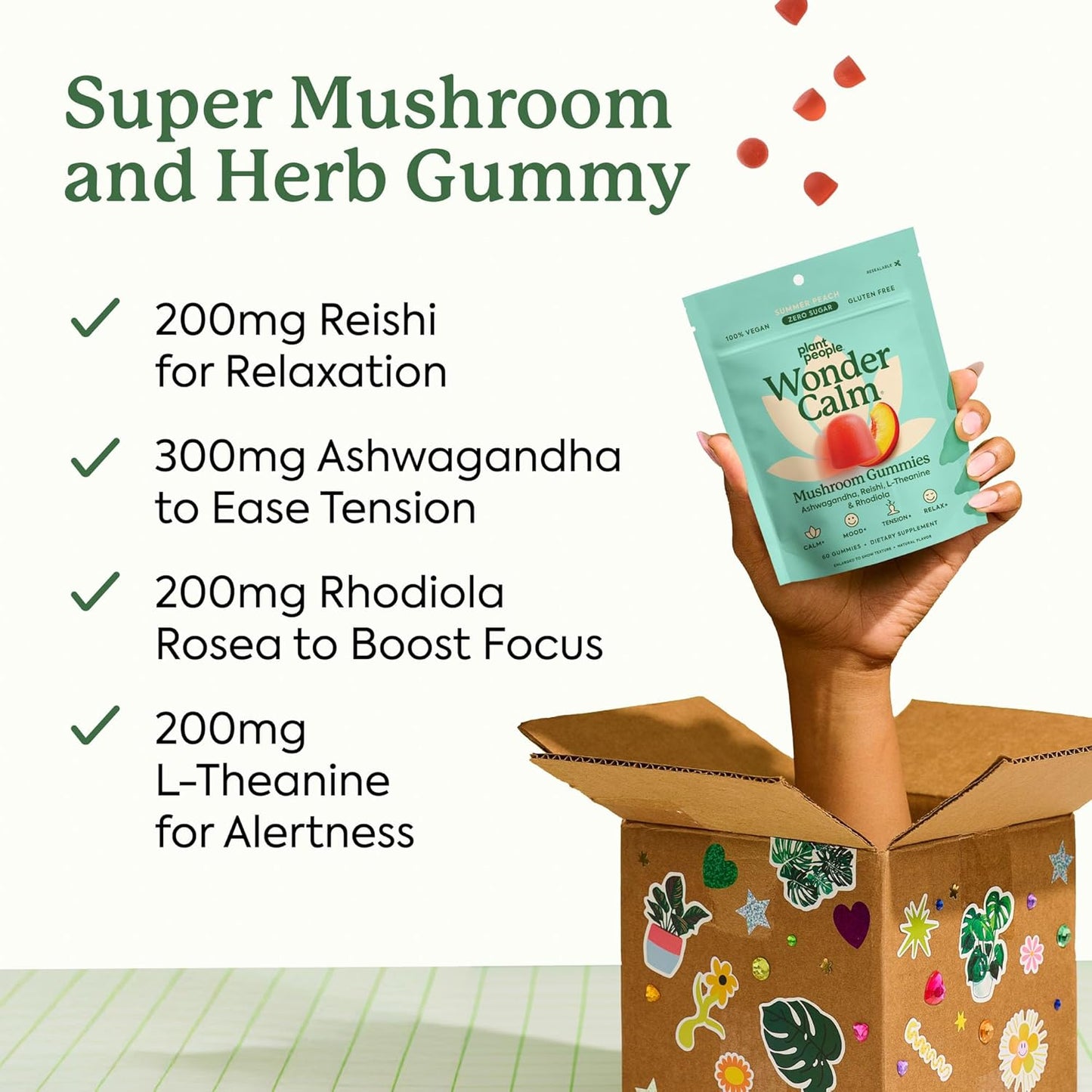 Mushroom Ashwagandha Stress Relief Gummies – Calm, Mood & Anxiety Support 60 Count