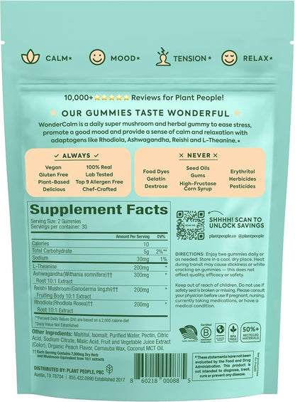 Mushroom Ashwagandha Stress Relief Gummies – Calm, Mood & Anxiety Support 60 Count