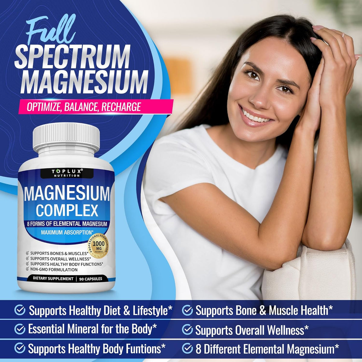 8-in-1 Magnesium Complex 1000mg | Glycinate, Citrate, Malate & More