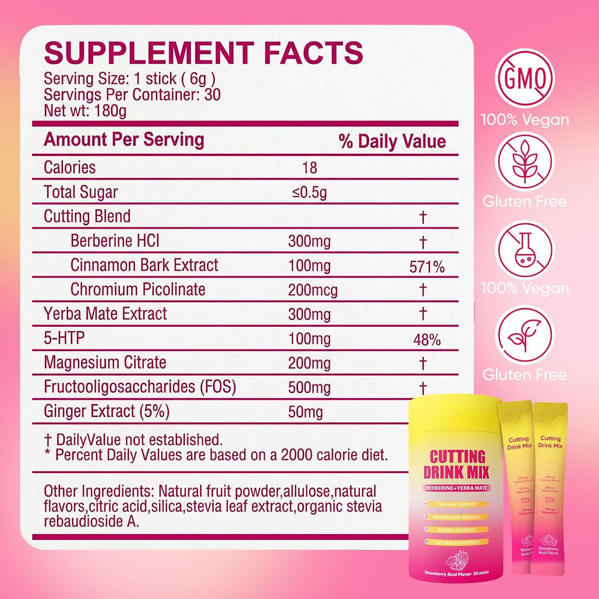 Berberine Yerba Mate Drink Mix – Weight Loss, Metabolism & Energy Support 30 Servings