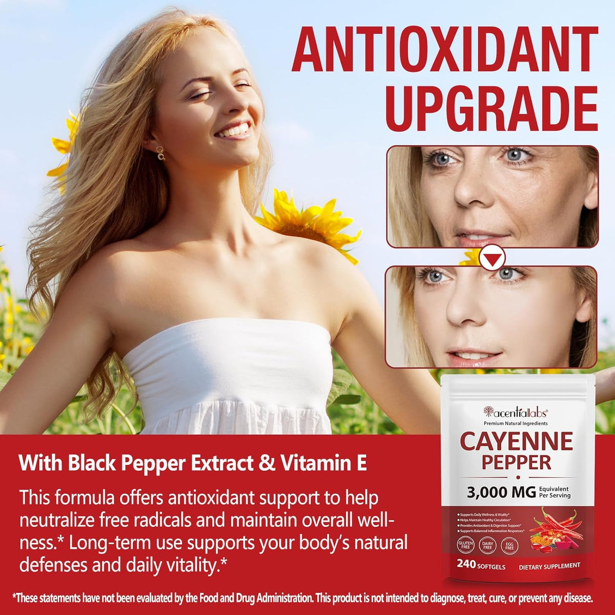 Cayenne Pepper Softgels 3000mg | Herbal Blend with Turmeric & Ginseng