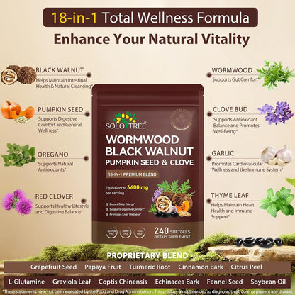 Wormwood Black Walnut Clove Complex | 18-in-1 Gut Cleanse Formula