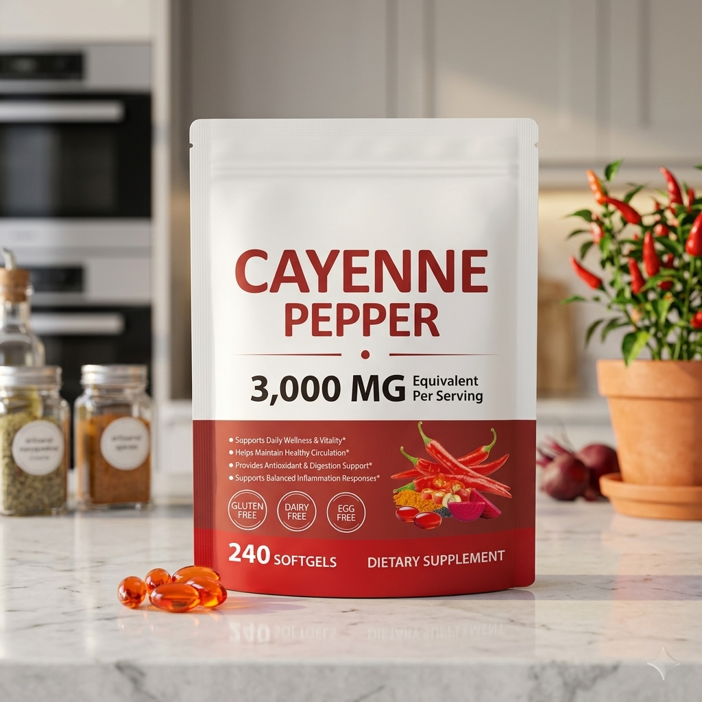 Cayenne Pepper Softgels 3000mg - Herbal Blend with Turmeric & Ginseng