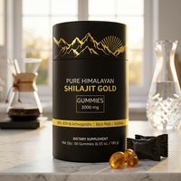 Pure Shilajit Gummies Gold - Ashwagandha, Fulvic Acid & 85+ Trace Minerals