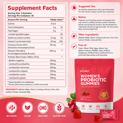 Women's Probiotic Gummies – Daily Gut & Digestive Health Support 60 Count